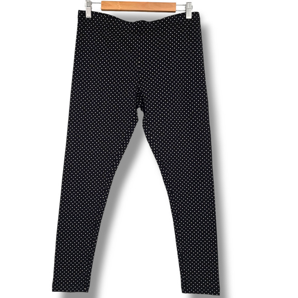 Women's‎ Polka Dot Pull On Skinny Cotton Leggings Black White Size Medium - Picture 1 of 5
